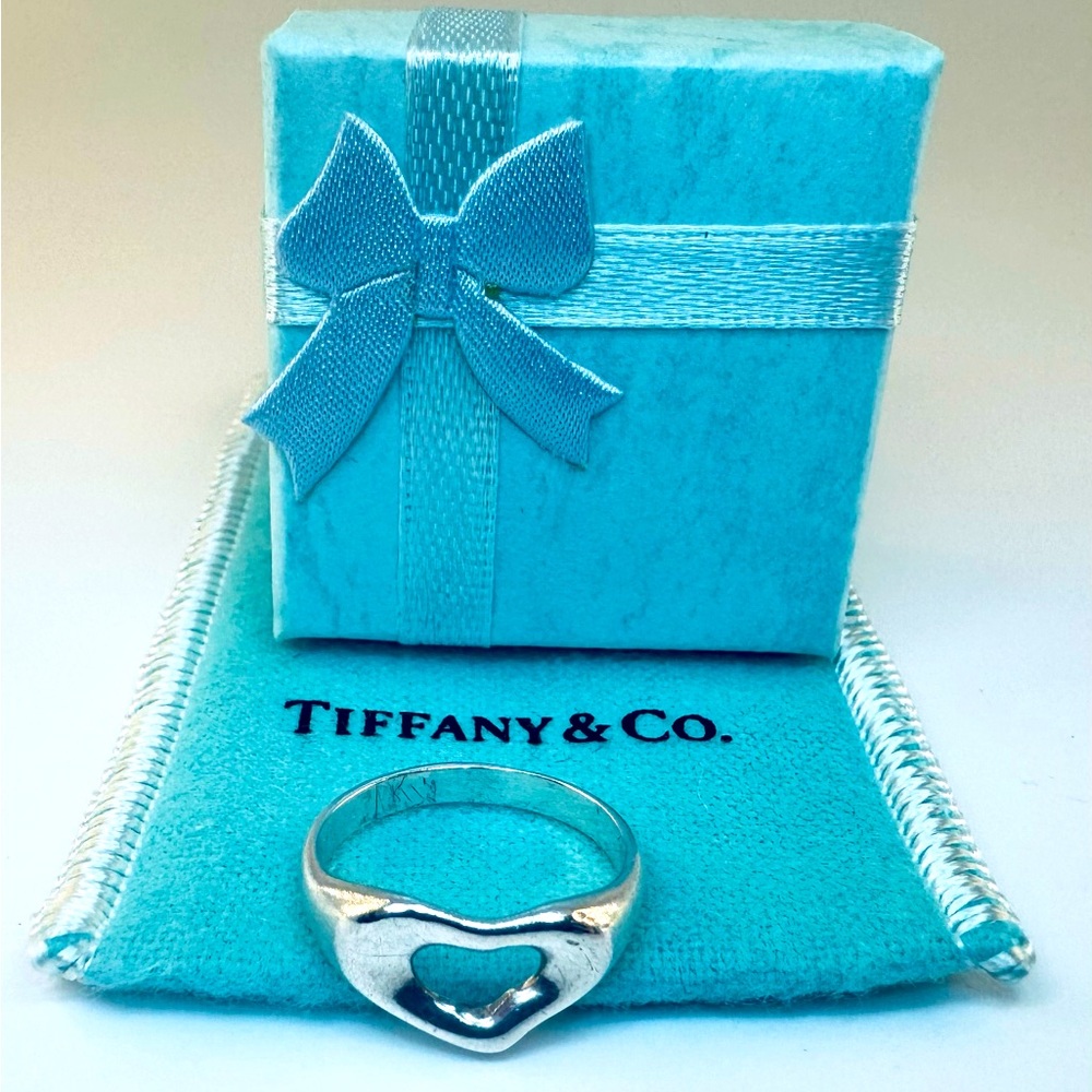 Tiffany & Co Ring Elsa Peretti Vintage Open Heart Wave Band Size 6 925 Authentic - Picture 1 of 8
